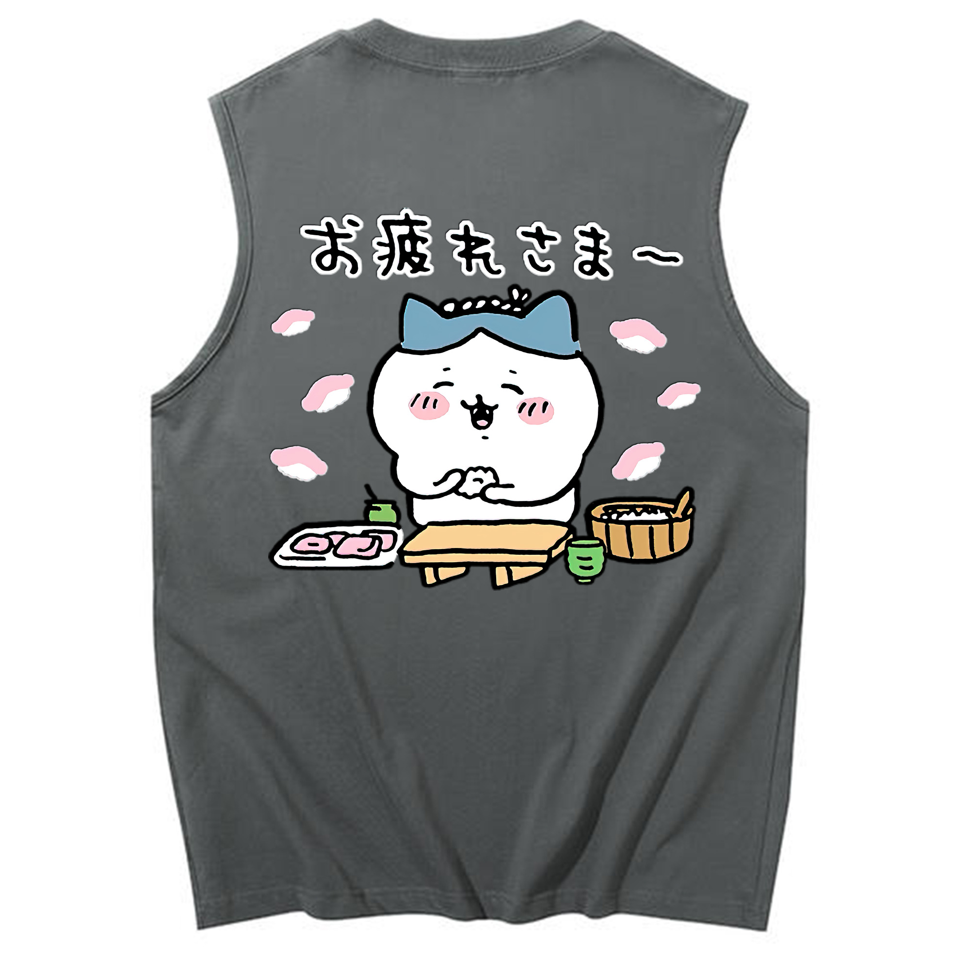 （画像用） ちいかわ ハチワレ Chii-kawa hachiware コットン100％タンクトップ（背面プリント）